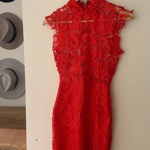 Red lace dress